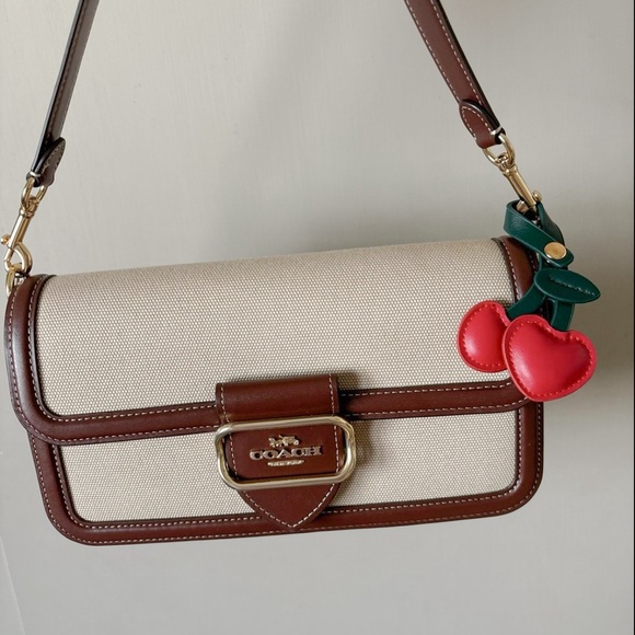 Faux leather cherry bag charm - Picture 2 of 4